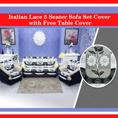 Italian Lace 5 Seater Sofa Set Cover + Table Cover Free - Pick Any 1