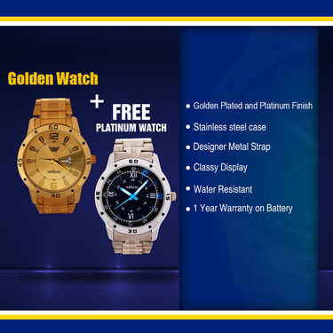 Golden Watch + Free Stainless Steel Watch (2MW2)