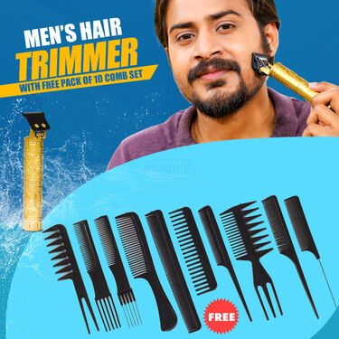 Mens Hair Trimmer with Free Pack of 10 Comb Set (MTC10)