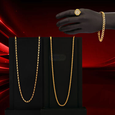 Golden Watch Ring + 2 Chain + Bracelet (GWR2CB)