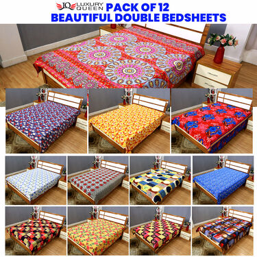 Pack of 12 Beautiful Double Bedsheets (12BS4)