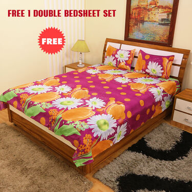 Pack of 5 Petals Double Bedsheets Set with 1 Bedsheet Set Free (5BS7+1)