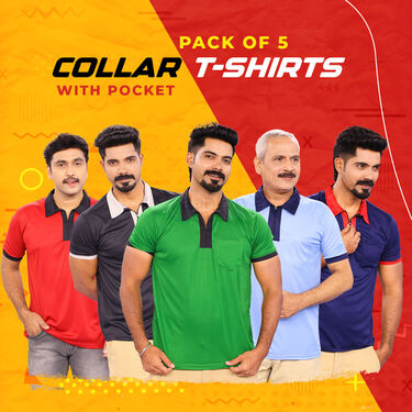 Pack of 5 Zipper Collar T-Shirts (5PT15)