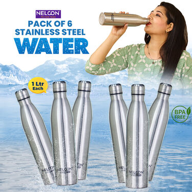 Pack of 6 Stainless Steel Water Bottles (6B7)