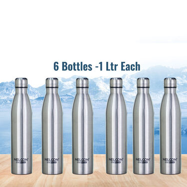 Pack of 6 Stainless Steel Water Bottles (6B7)