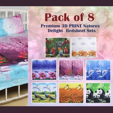 Pack of 8 Premium 3D Print Natures Delight Bedsheet Sets (8BS16 3D)