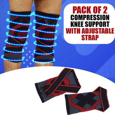 Pack of Two Compression Knee Support Adjustable Strap (PRS14)