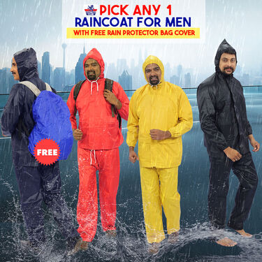 Pick Any 1 Colored Raincoat with Colored Rain Protector Cover for Bag (RCP-3)