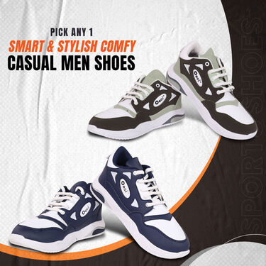 Pick Any 1 Smart & Stylish Comfy Casual Men's Shoes + Free Sporty Watch (SW75)
