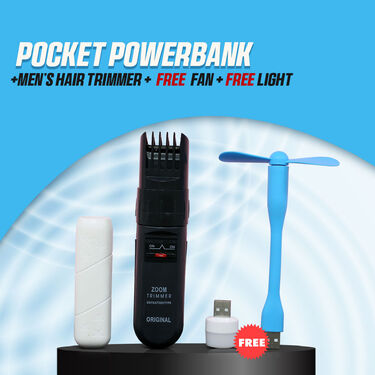 Pocket Powerbank + Men's Hair Trimmer + Free Fan + Free Light (PB7)