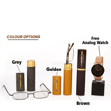 Rectangle Anti Glare Reading Glass For Men & Women With Free Analog Watch (PRG25)