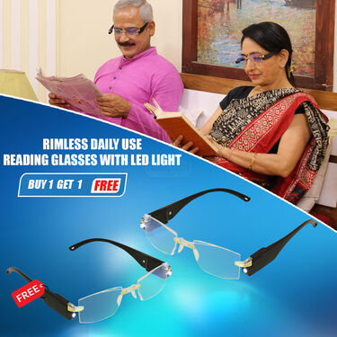 Rimless Daily Use Reading Glasses with LED Light - Buy One Get One Free (LBRG2)