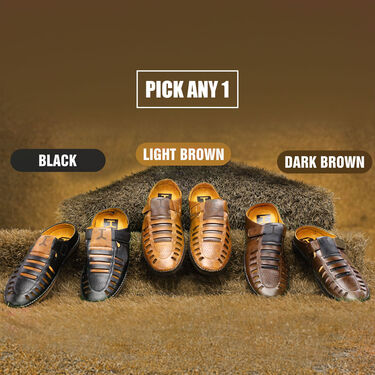 Stylish Leatherite Sandals Pick Any 1 + Free Sports Watch + Sunglasses + Golden Chain + Golden Bracelet (SDC1)