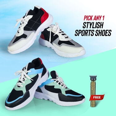 Pick Any 1 Stylish Sports Shoes + Free Rechargeable Stylish Golden Trimmer (SSC14)