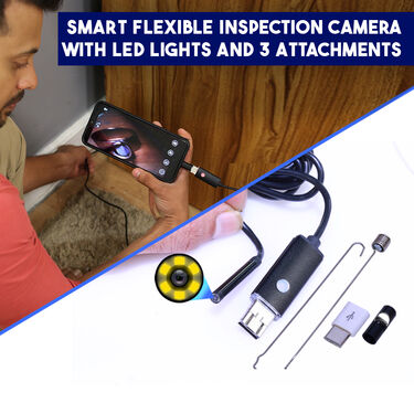 Smart Flexible Inspection Camera with LED Lights And 3 Attachments