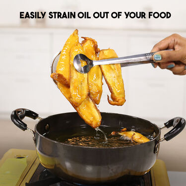 Stainless Steel Tong + 2 in 1 Oil Strainer + Silicone Spatula & Brush (TSS1)