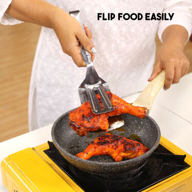 Stainless Steel Tong + 2 in 1 Oil Strainer + Silicone Spatula & Brush (TSS1)