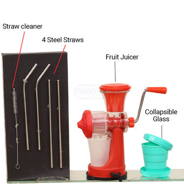 Fruit Juicer + Collapsible Glass + 4 Straws & Straw Cleaner (FJ11)