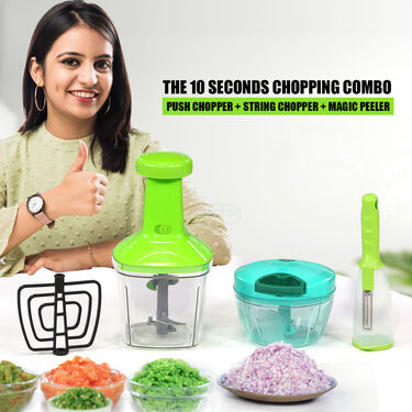 10 Sec Onion & Veg Push Chopper + Onion & Vegetable Chopper + Peeler (PC8)