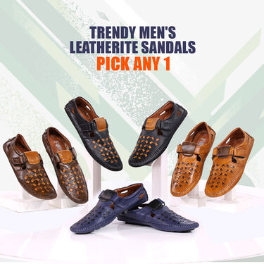 Trendy Men's Leatherite Sandals - Pick Any 1 + Free Leatherite Watch + Sunglasses + Aluminium Wallet (SW72)