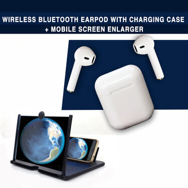 Wireless Bluetooth Earpod with Easy to Carry Large Mobile Screen Enlarger