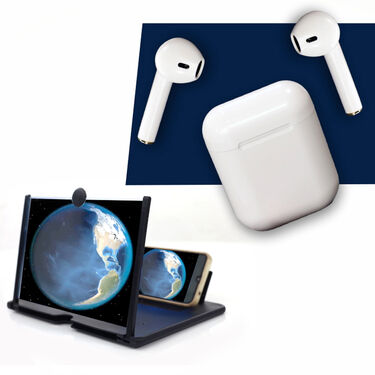 Wireless Bluetooth Earpod with Easy to Carry Large Mobile Screen Enlarger