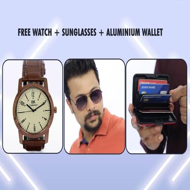 Leatherite Sandals + Leatherite Watch + Sunglasses + Aluminium Wallet - Pick Any 1 (SW37)