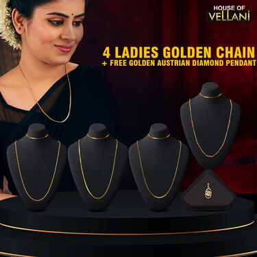 4 Ladies Golden Chain + Free Golden Austrian Diamond Pendant (4LGCFP)