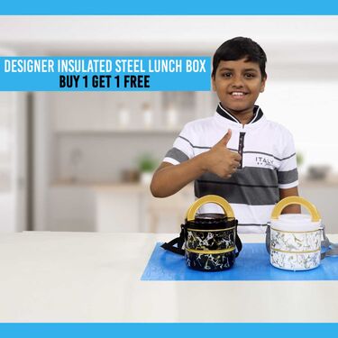 Designer Insulated Steel Lunch Box - BOGO