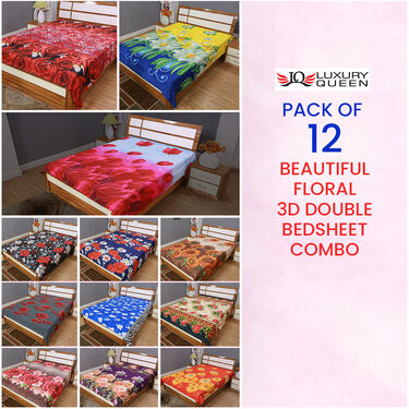 Pack of 12 Beautiful Floral Double Bedsheets (12BS2)