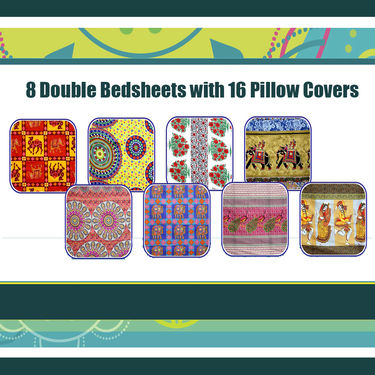 Pack of 8 Premium Jaipur Bedsheet Sets (8BS17 3D)